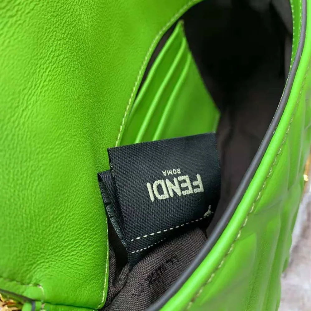 Fendi Baguette Soft Nappa Leather Bag for Women in Green
