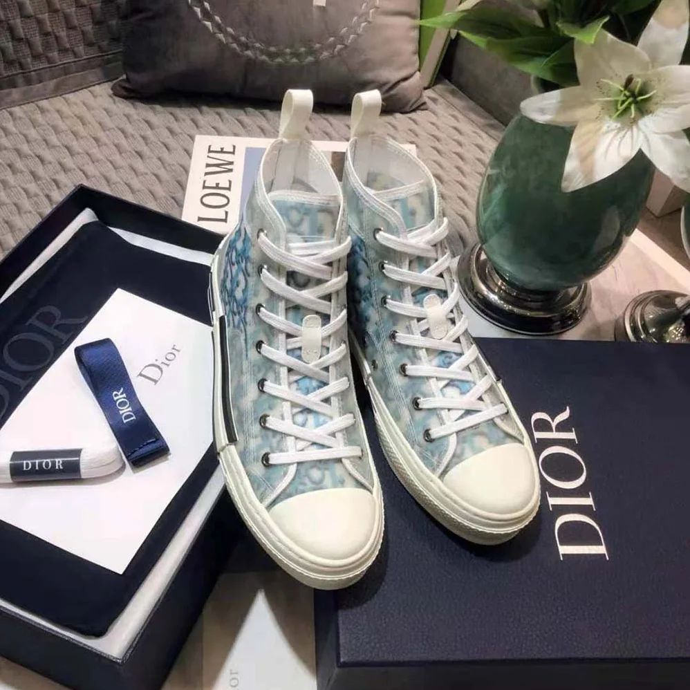 Dior B23 High-Top Sneaker Blue Dior Oblique Pixel Canvas for Men