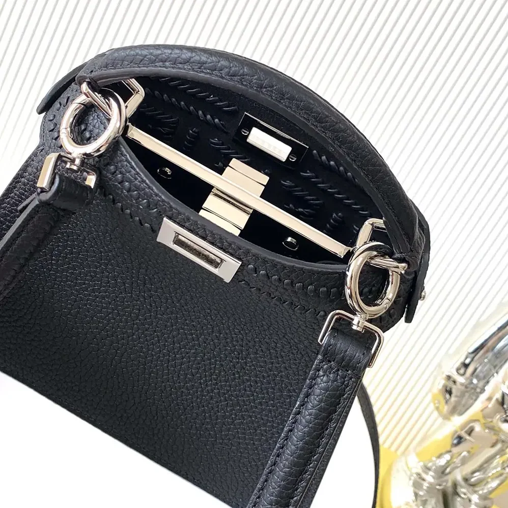 Fendi Peekaboo ISeeU Mini Leather Bag with FF Interlacing for Women Fendi Peekaboo ISeeU Mini Leather Bag with FF Interlacing for Women