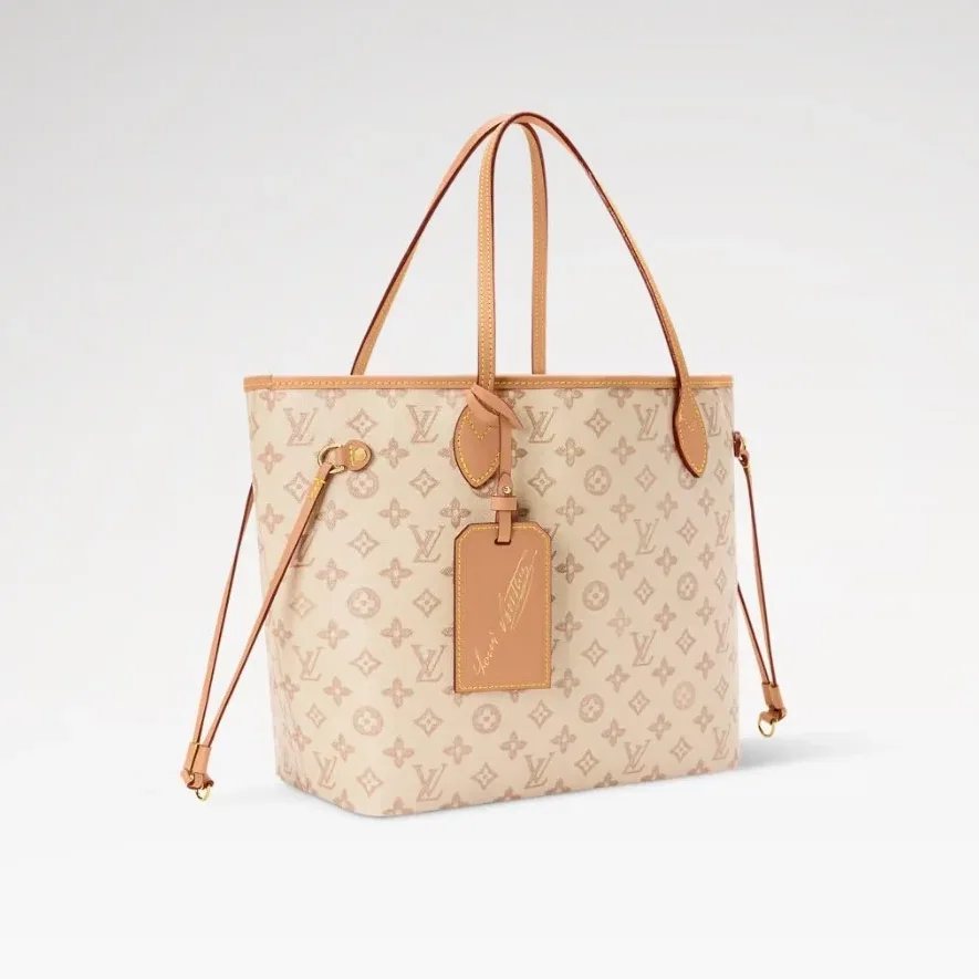 Louis Vuitton Neverfull MM Tote Bag / Monogram Origine Lin Gold Hardware