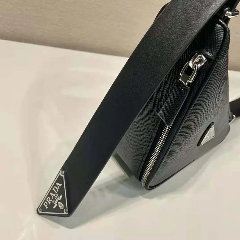 Prada Saffiano Leather Belt Bag for Unisex in Black