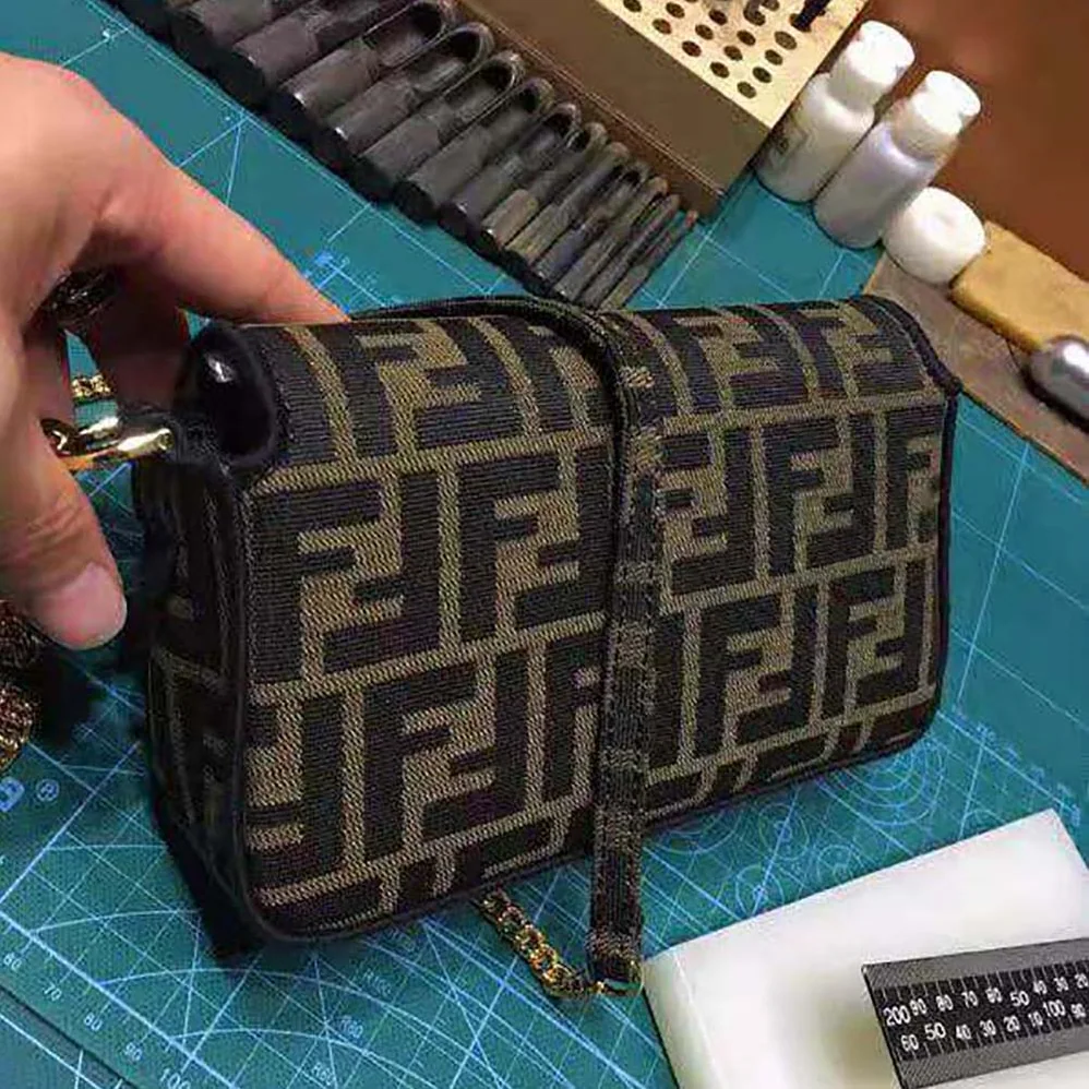 Fendi Mini Baguette Brown Fabric Bag for Women Fendi Mini Baguette Brown Fabric Bag for Women