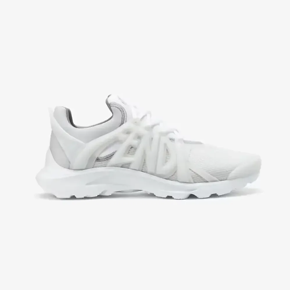 Fendi Tag Sneakers White Technical Mesh Running Sneakers for Men Fendi Tag Sneakers White Technical Mesh Running Sneakers for Men