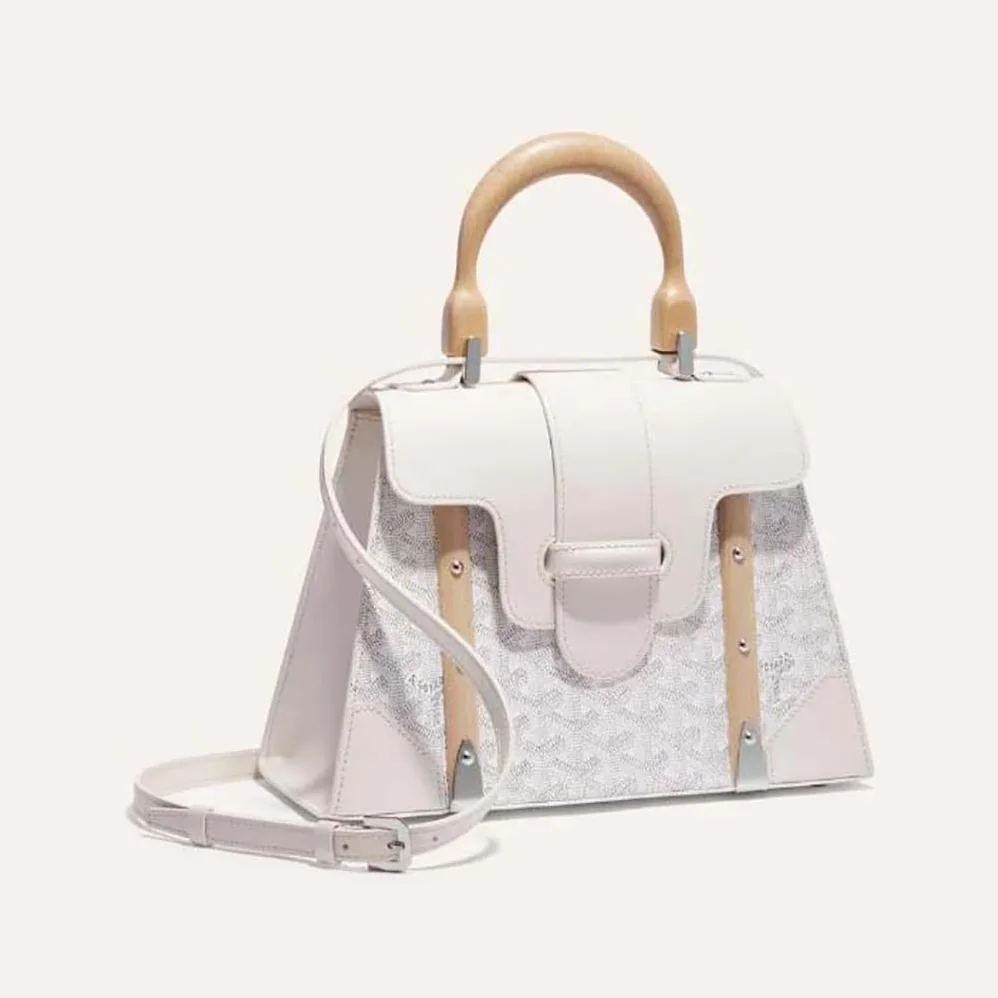 Goyard Sac Saïgon PM in Toile Goyardine & Clamecy Calfskin for Women in White Goyard Sac Saïgon PM in Toile Goyardine & Clamecy Calfskin for Women in White