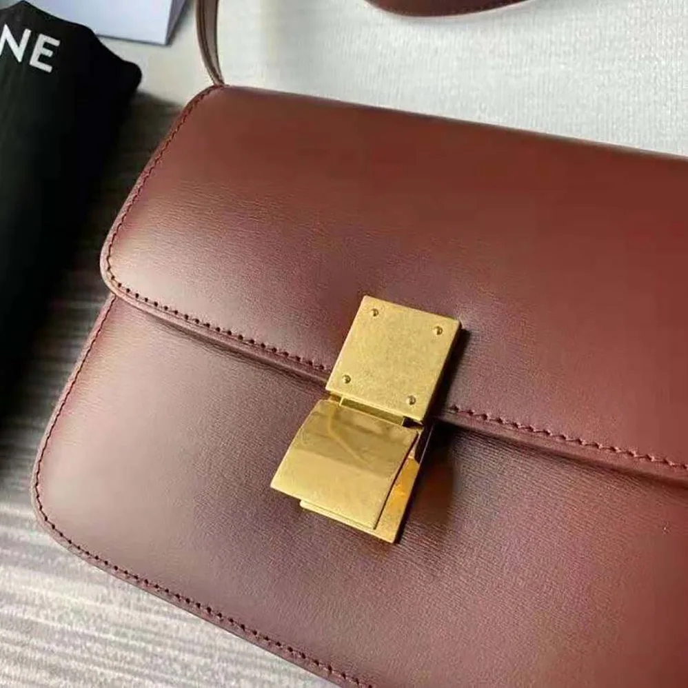 Celine Teen Classic Bag in Box Calfskin for Women in Maroon