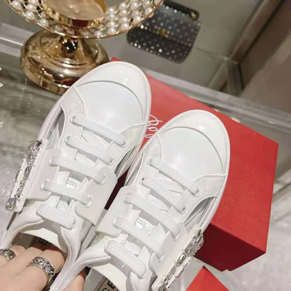 Roger Vivier Viv' Skate Strass Buckle Sneakers in PVC for Women in White