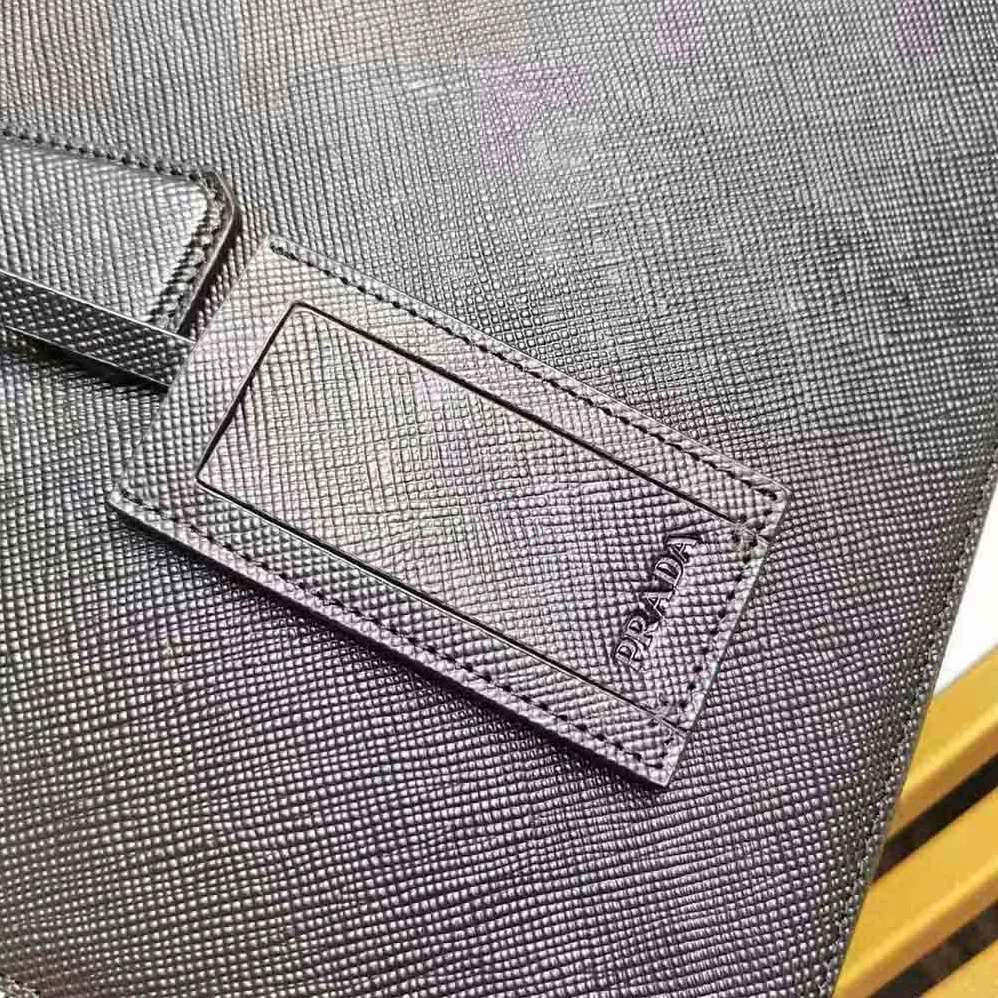 Prada Saffiano Leather Briefcase for Men in Black Prada Saffiano Leather Briefcase for Men in Black