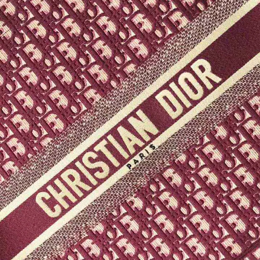Dior Book Tote Dior Oblique Bag in Embroidered Canvas for Women in Maroon