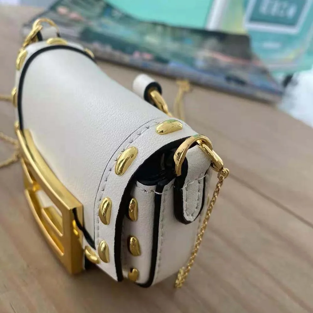 Fendi Nano Baguette White Nappa Leather Charm for Women