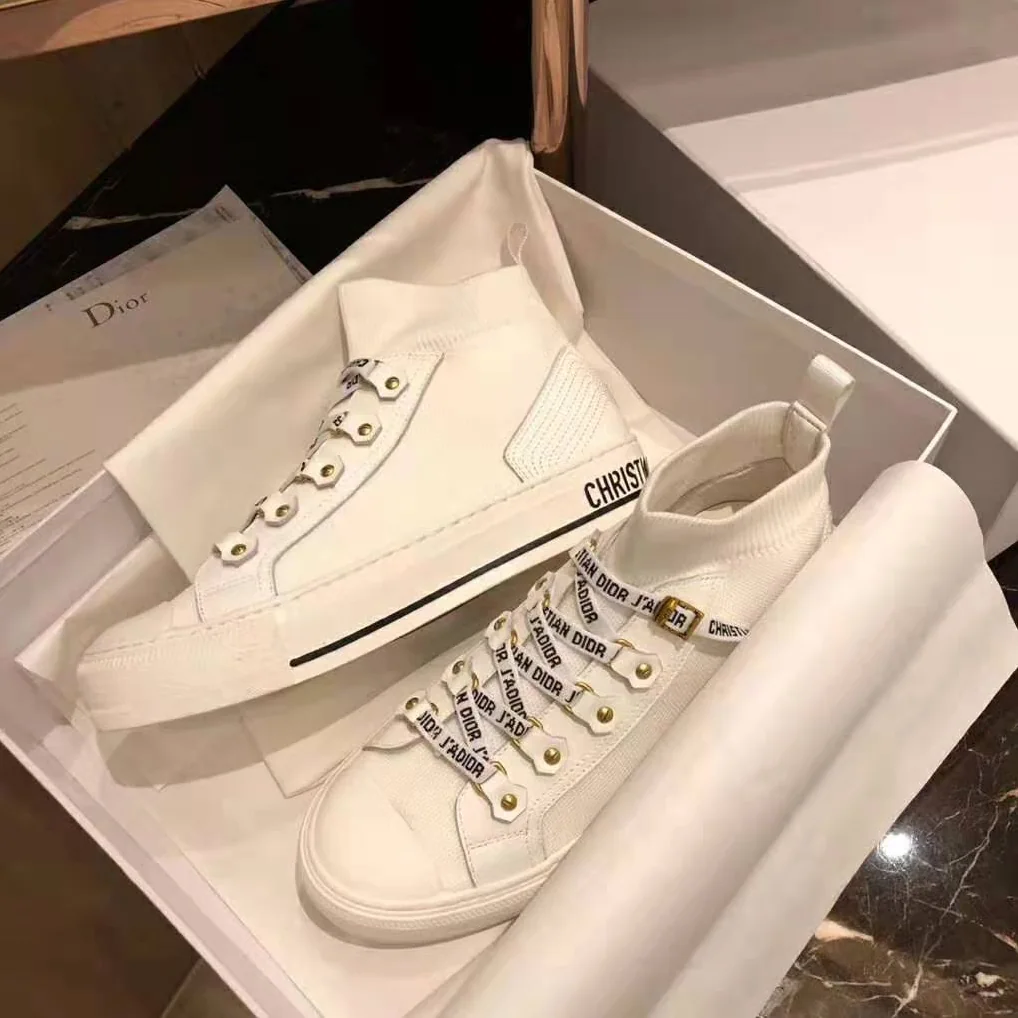 Dior Walk'N'Dior Techincal Knit Mid-Top Sneaker for Women in White Dior Walk'N'Dior Techincal Knit Mid-Top Sneaker for Women in White