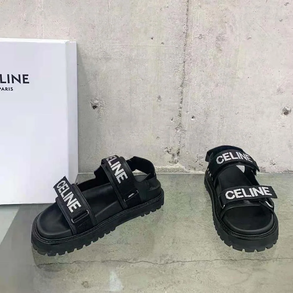 Celine Bulky Outdoor Sandal in Calfskin for Women in Black