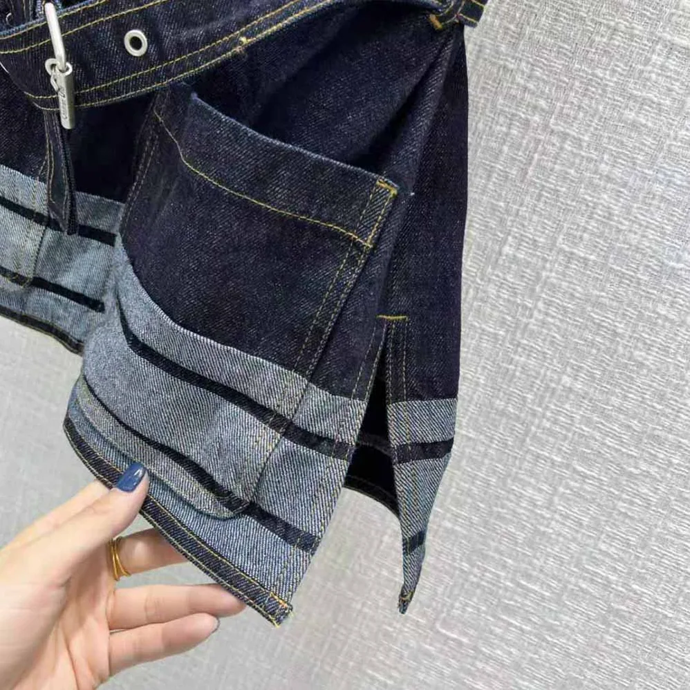 Dior Denim Couture Short for Women in Sleeved Belted Jacket