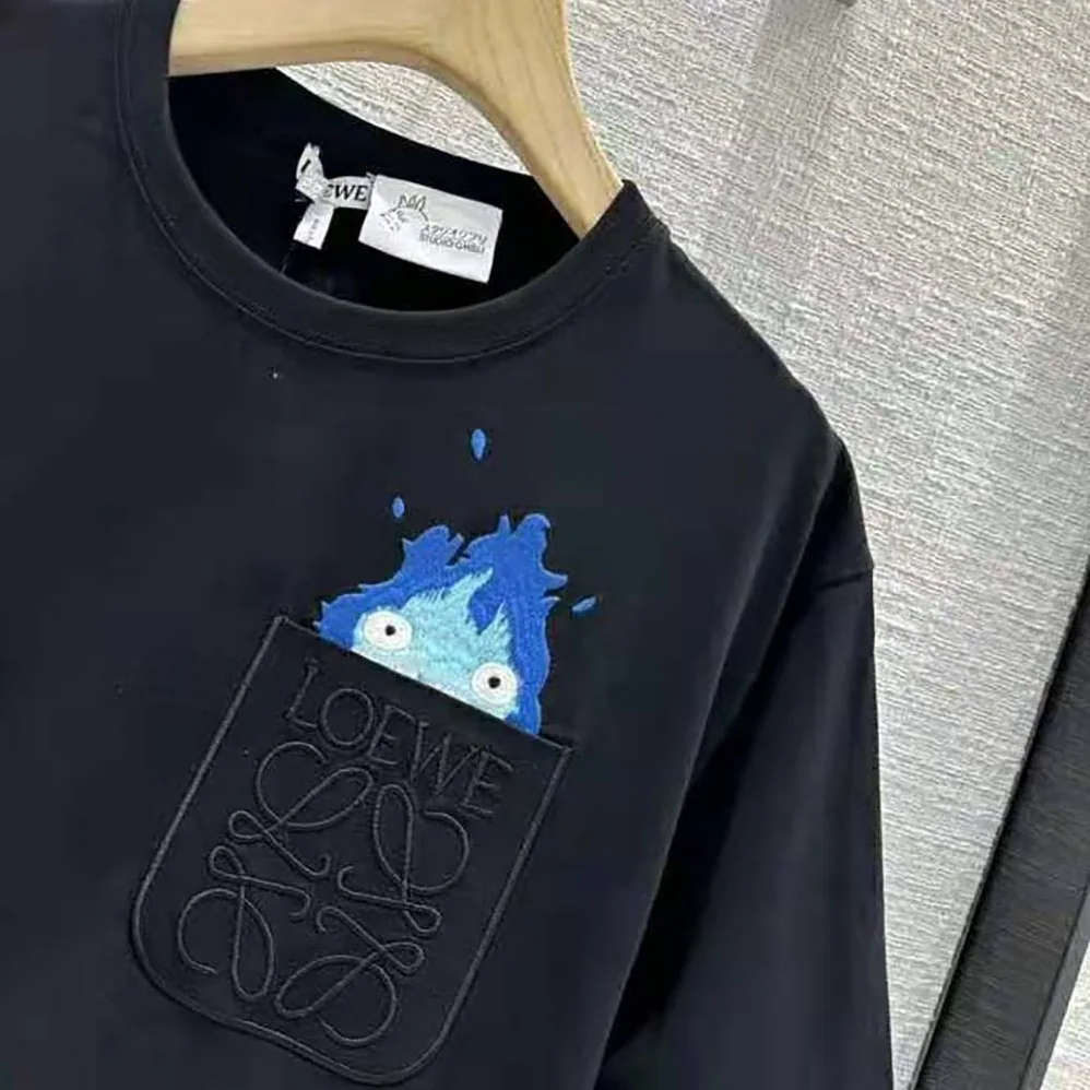 Loewe Calcifer Pocket T-Shirt in Cotton for Women in Black