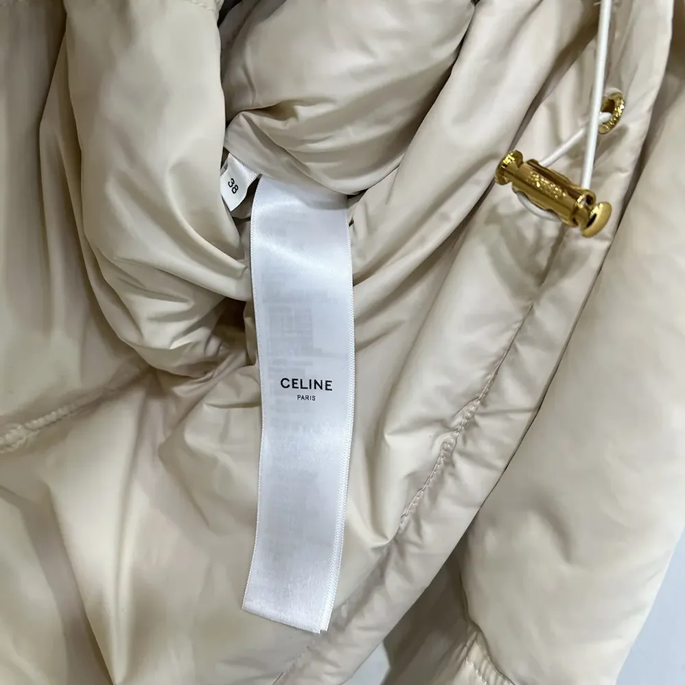 Celine Puffer Jacket In Light Nylon for Women in Beige Celine Puffer Jacket In Light Nylon for Women in Beige