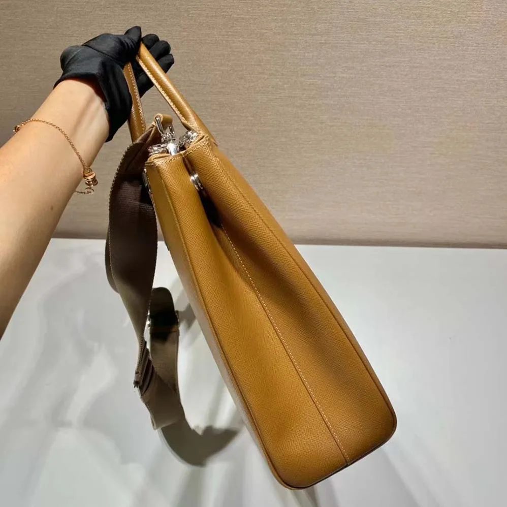 Prada Saffiano Leather Prada Galleria Bag for Men in Brown