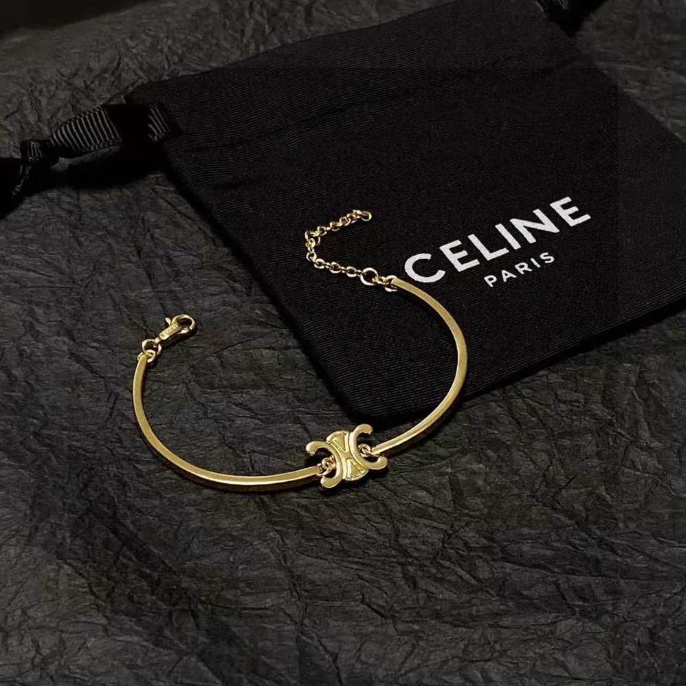 Celine Triomphe Articulated Bracelet in Brass with Gold Finish for Women Celine Triomphe Articulated Bracelet in Brass with Gold Finish for Women