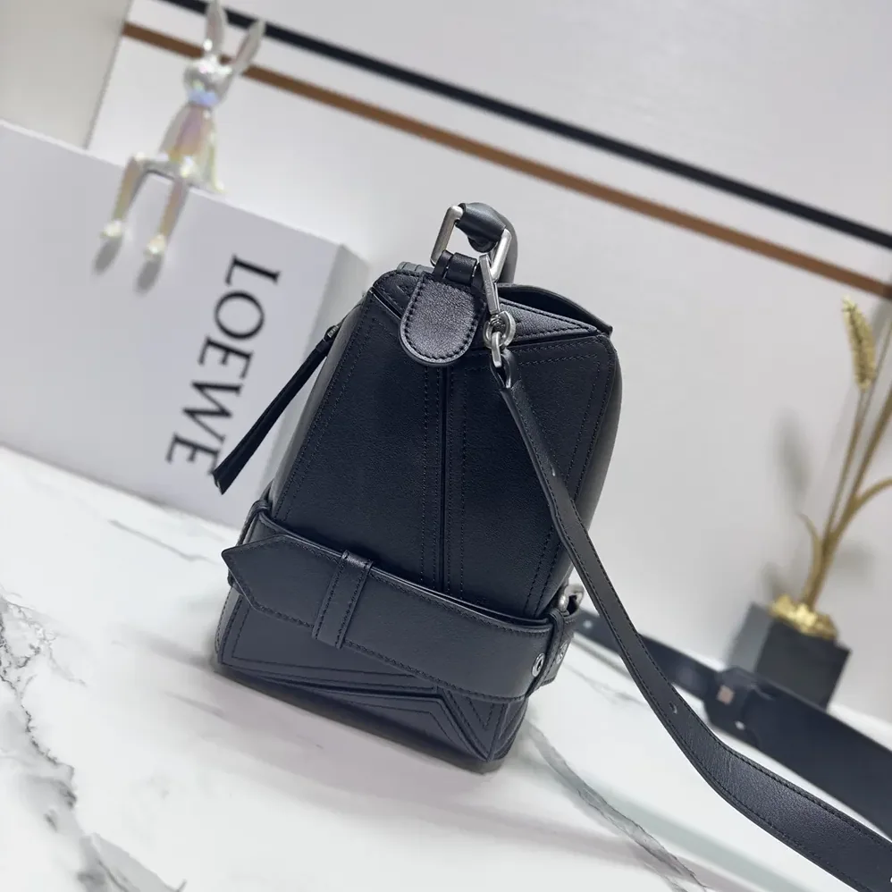 Loewe Small Puzzle Biker Bag for Unisex in Black