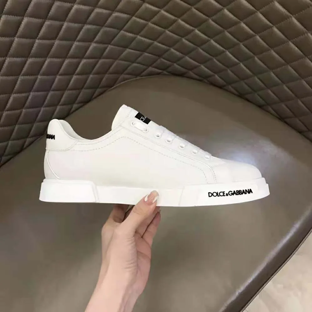 Dolce Gabbana D&G Calfskin Nappa Portofino Sneakers for Unisex in White
