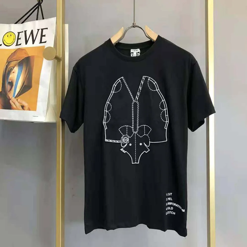 Loewe Elephant Embroidered T-Shirt in Cotton for Women in Black