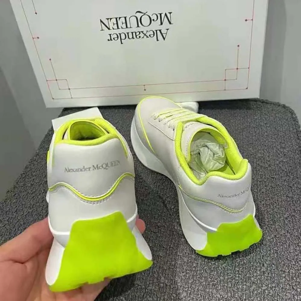 Alexander Mcqueen Sprint Runner in White for Women in Acid Yellow
