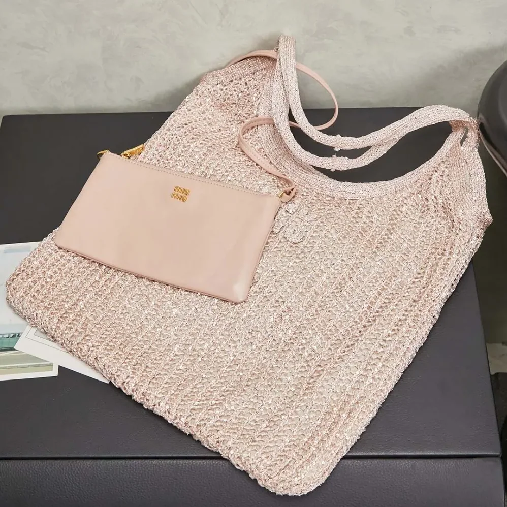 Miu Miu Ivy Sequin Mesh Bag Powder Pink for Women Miu Miu Ivy Sequin Mesh Bag Powder Pink for Women