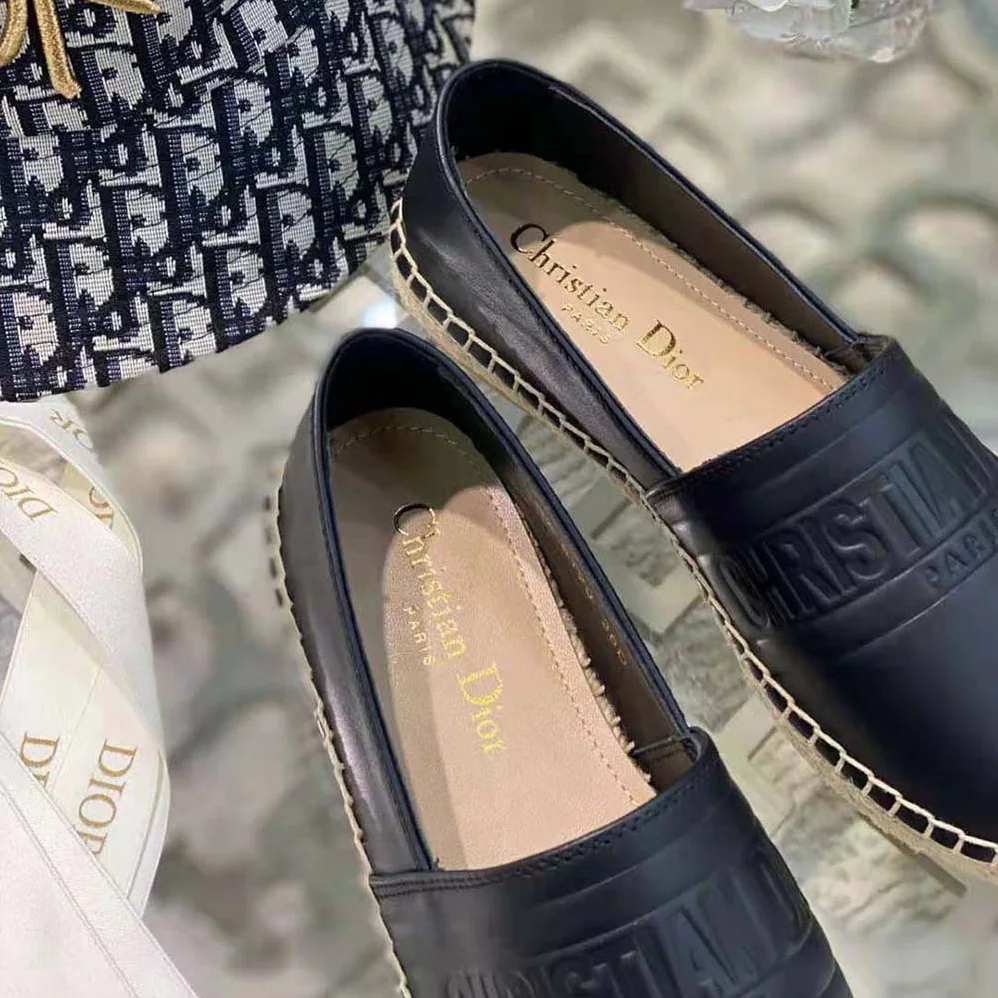 Dior Dior Granville Espadrille Black Embossed Lambskin for Women Dior Dior Granville Espadrille Black Embossed Lambskin for Women