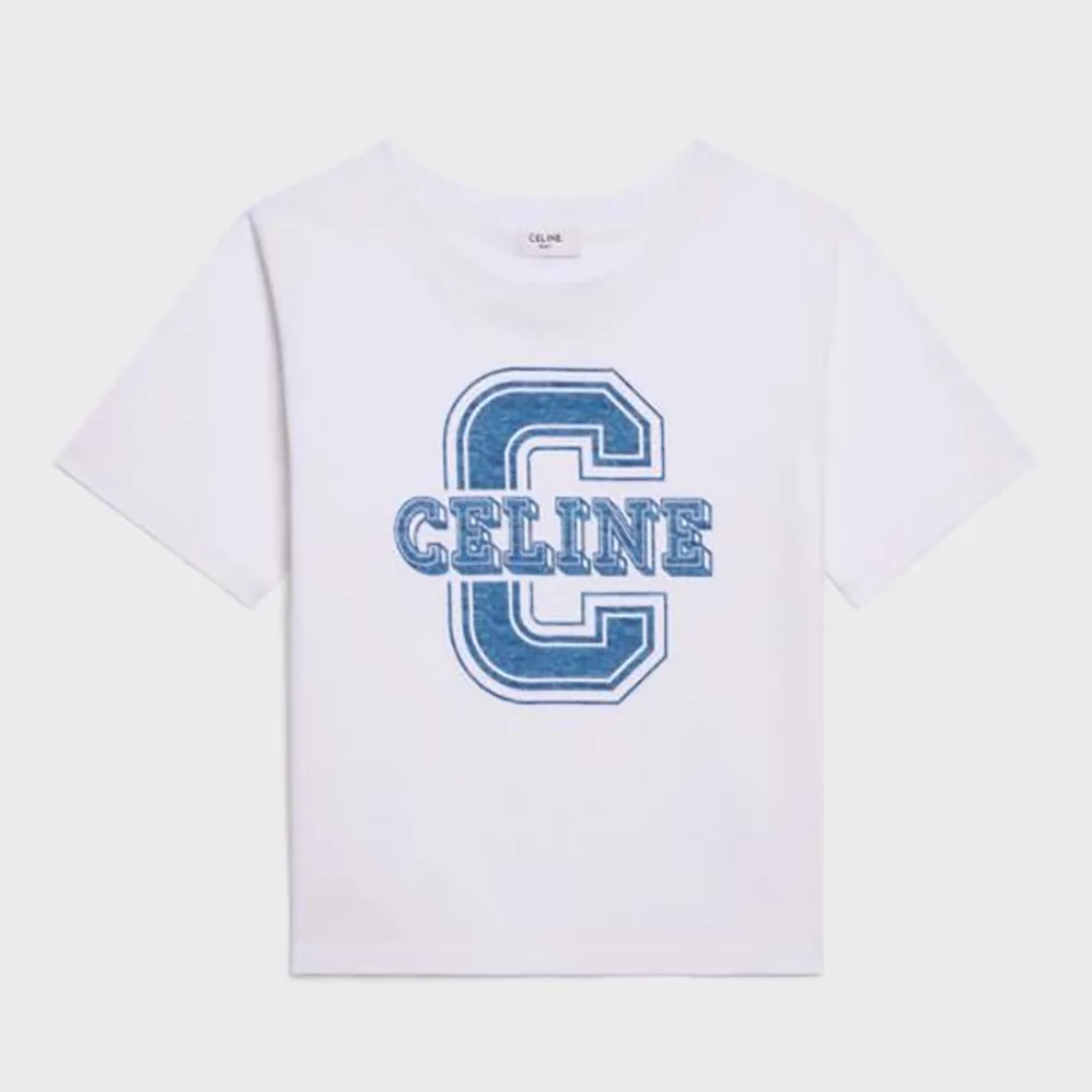 Celine Boxy Cotton Jersey T-shirt for Women in White Celine Boxy Cotton Jersey T-shirt for Women in White