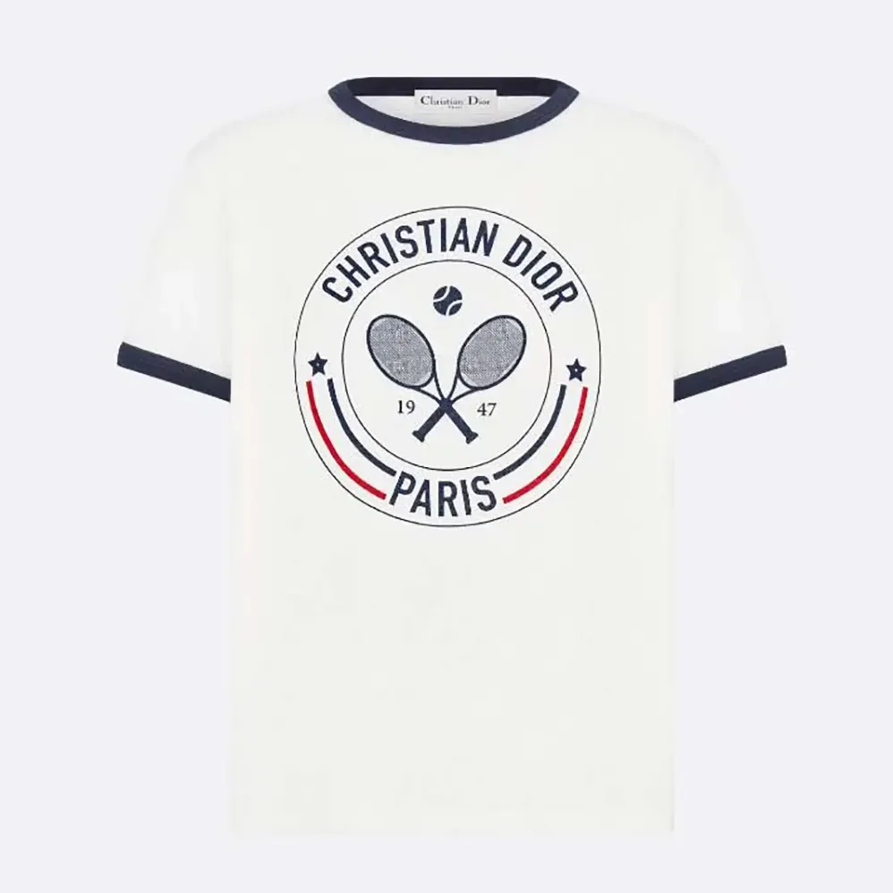 Dior Vibe T-Shirt White Cotton and Linen Jersey with Three for Women in Tone Signature Dior Vibe T-Shirt White Cotton and Linen Jersey with Three for Women in Tone Signature