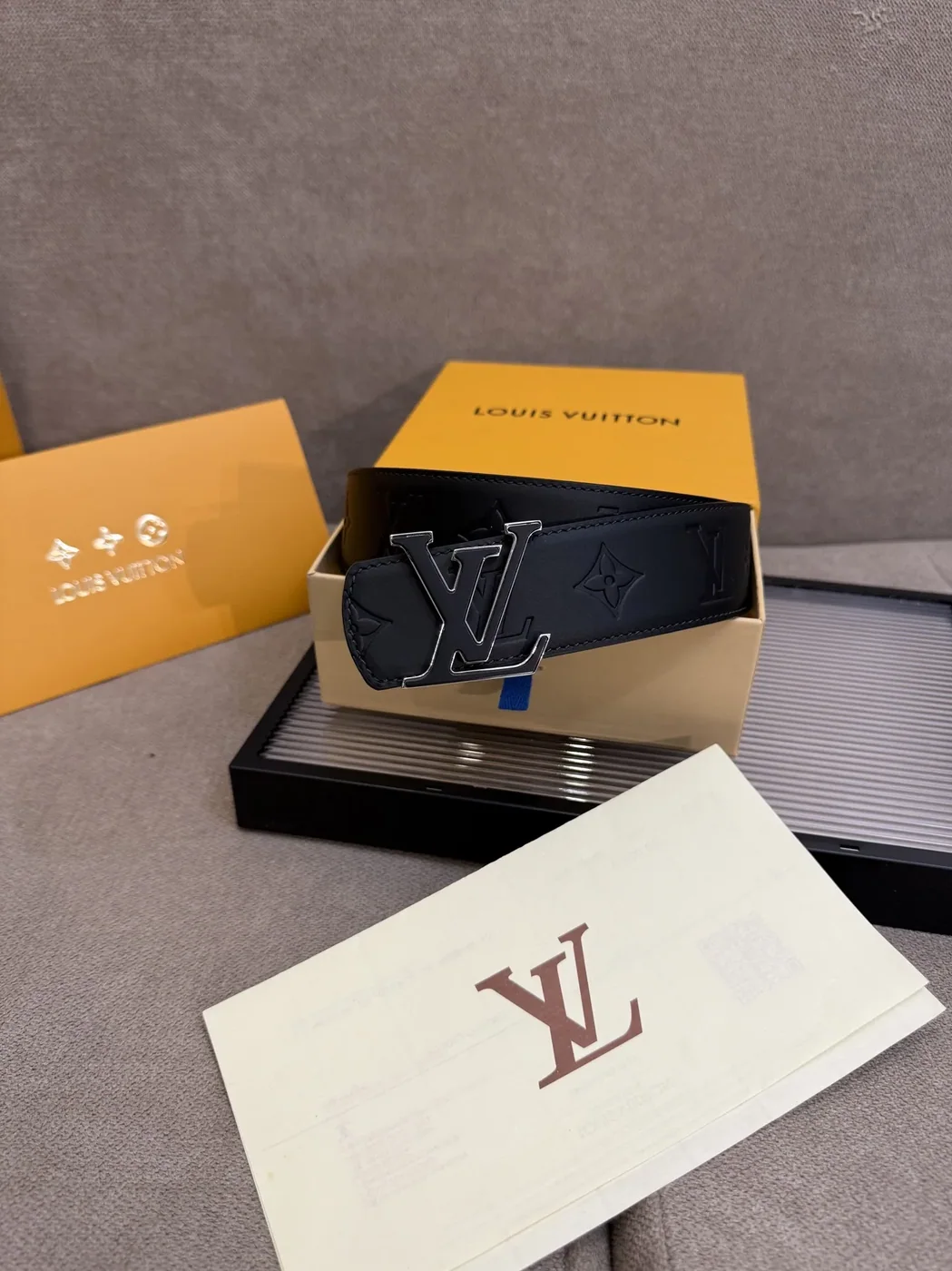 Louis Vuitton LV Initiales Monogram Eclipse Belt Black With Black Buckle Louis Vuitton LV Initiales Monogram Eclipse Belt Black With Black Buckle