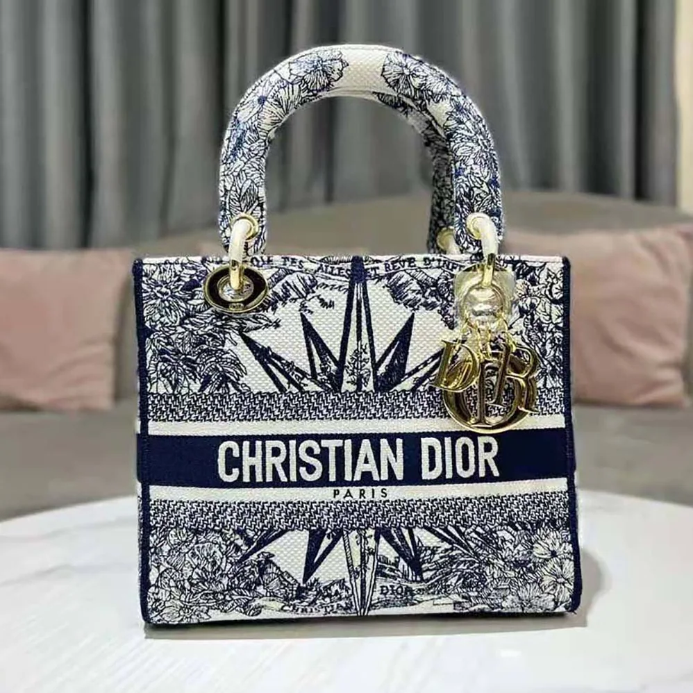 Dior Medium Lady D-lite Bag Blue Multicolor Rêve D'Infini Embroidery for Women Dior Medium Lady D-lite Bag Blue Multicolor Rêve D'Infini Embroidery for Women