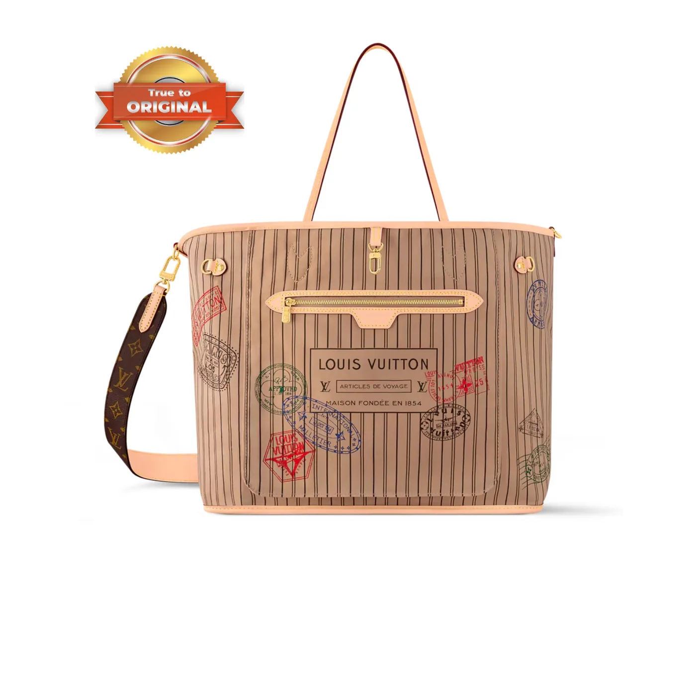 Louis Vuitton Neverfull Bandouliere Inside Out GM Tote Bag Beige Gold Hardware Louis Vuitton Neverfull Bandouliere Inside Out GM Tote Bag Beige Gold Hardware