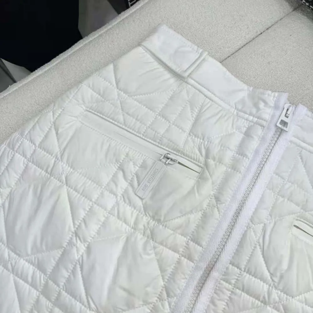 Dior Macrocannage Flared Miniskirt White Quilted Technical Taffeta for Women Dior Macrocannage Flared Miniskirt White Quilted Technical Taffeta for Women