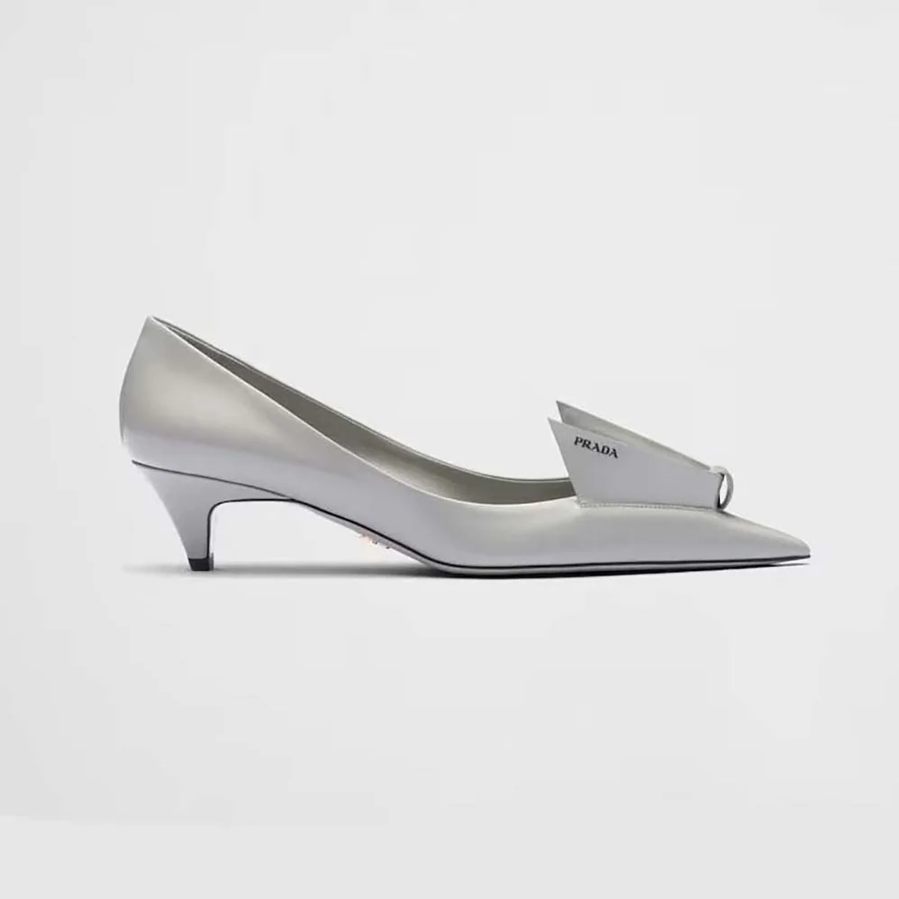 Prada Brushed Leather Pumps for Women in Gray