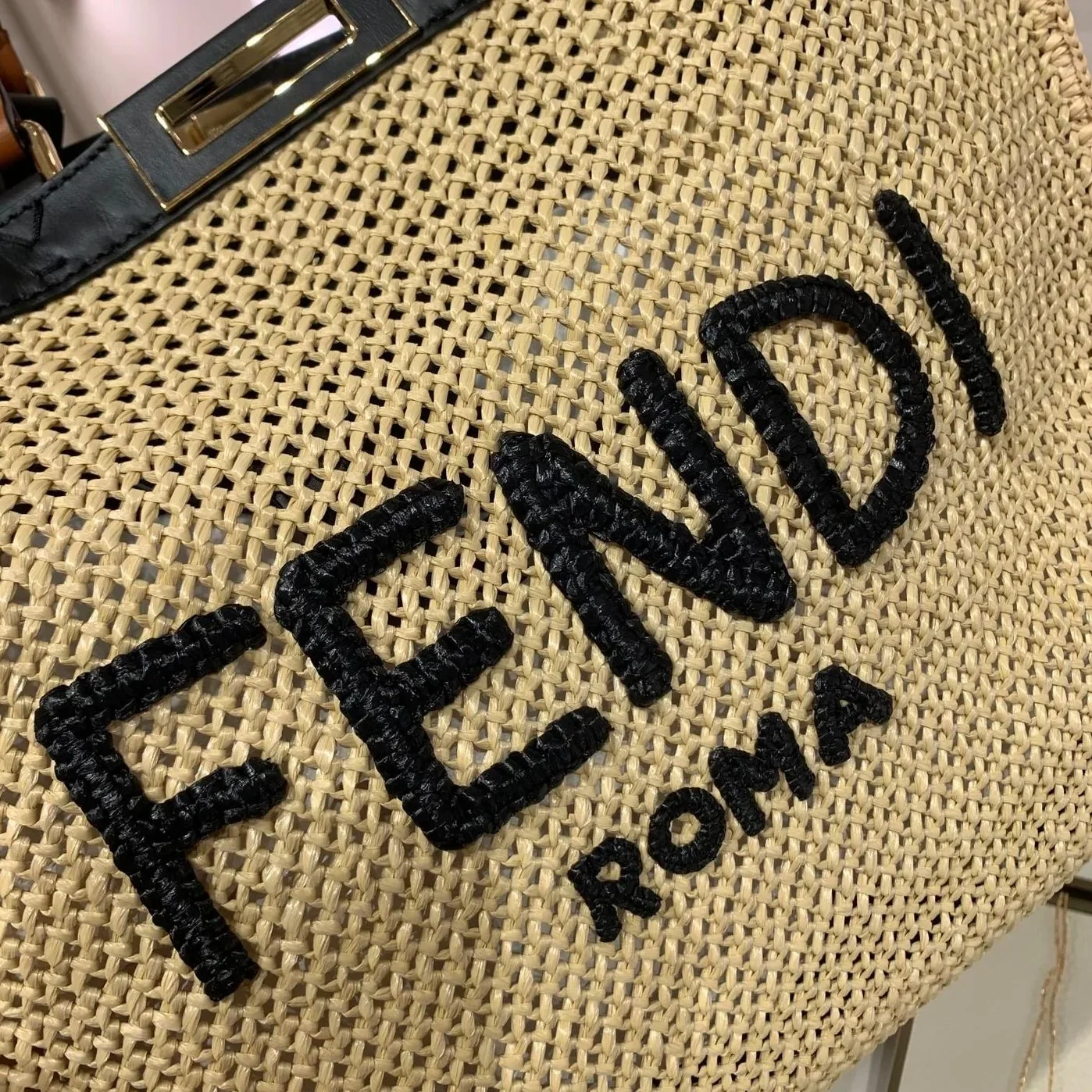 Fendi Peekaboo X-tote Medium Woven Straw Tote Bag Fendi Peekaboo X-tote Medium Woven Straw Tote Bag