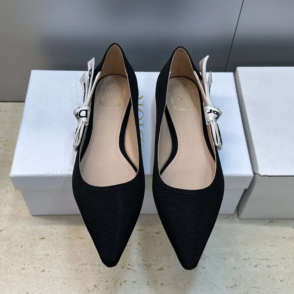 Dior J'Adior Ballet Flat Black Technical Fabric for Women
