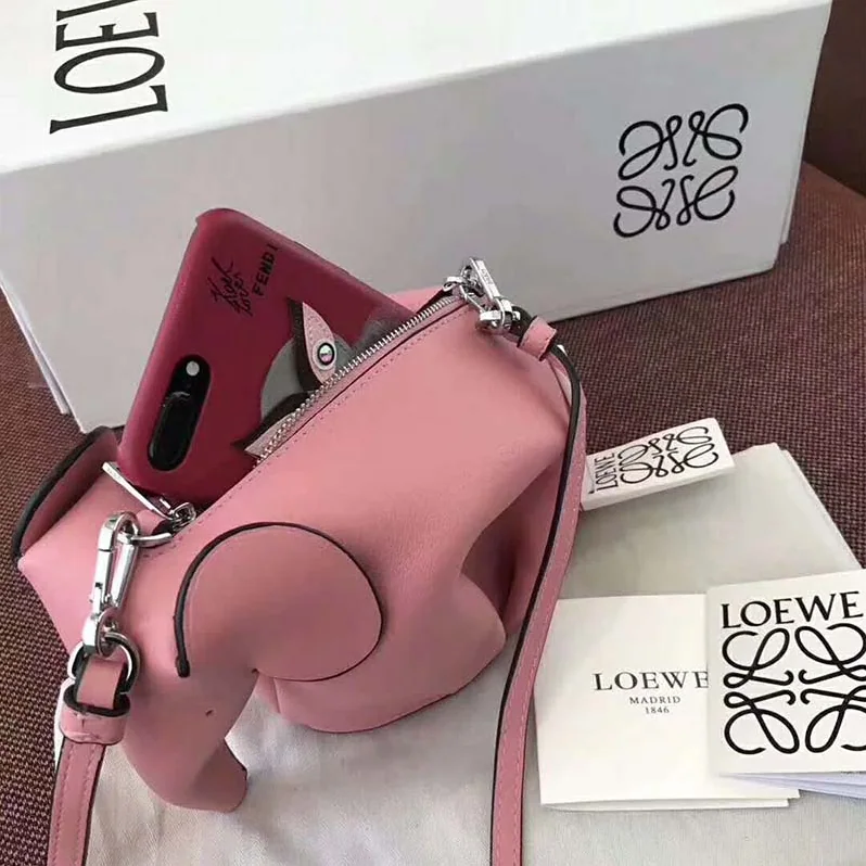 Loewe Elephant Mini Bag in Calfskin for Women in Pink Loewe Elephant Mini Bag in Calfskin for Women in Pink