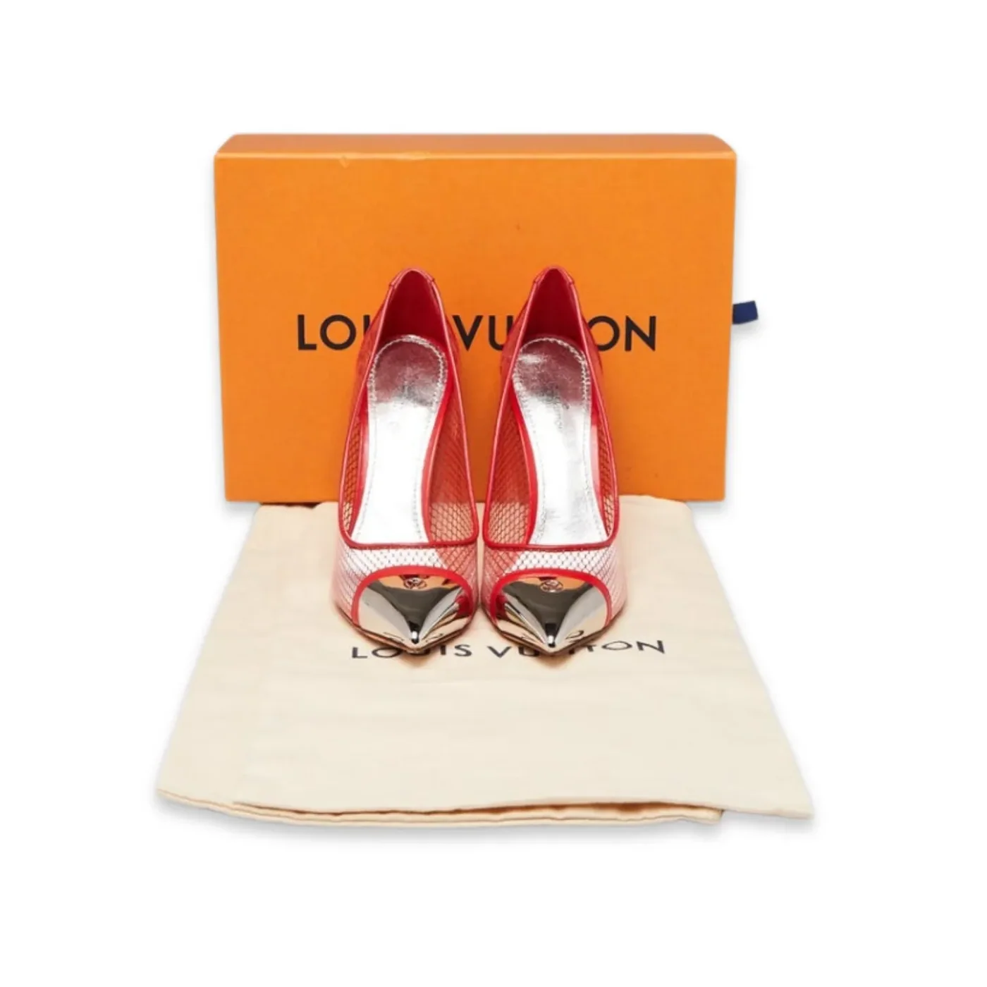 Louis Vuitton Mesh And PVC Twist Pumps Red Louis Vuitton Mesh And PVC Twist Pumps Red