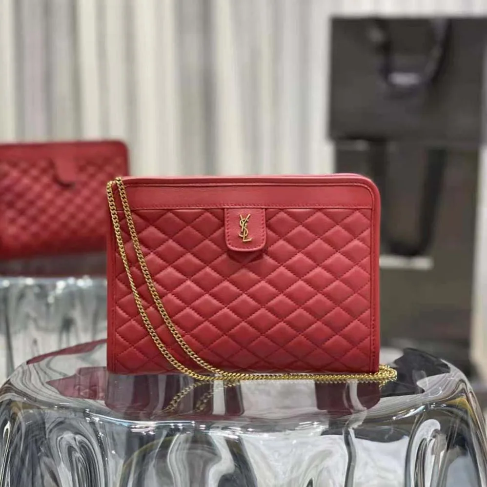 Saint Laurent YSL Victoire Baby Clutch in Leather for Women in Red
