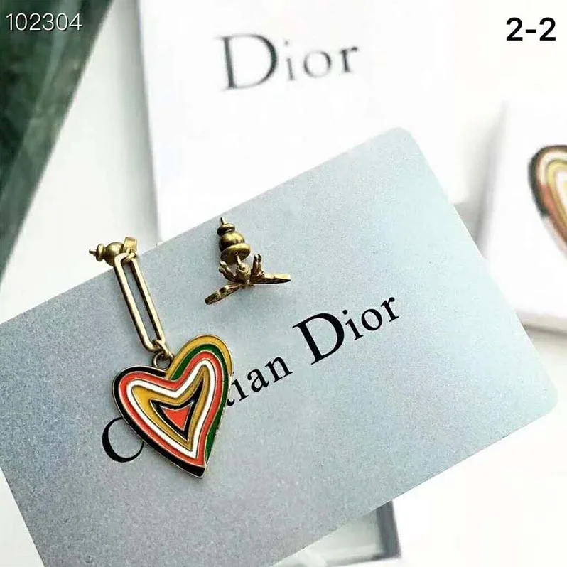 Dior “Dioramour” Heart and Bee Asymmetric Earrings for Women