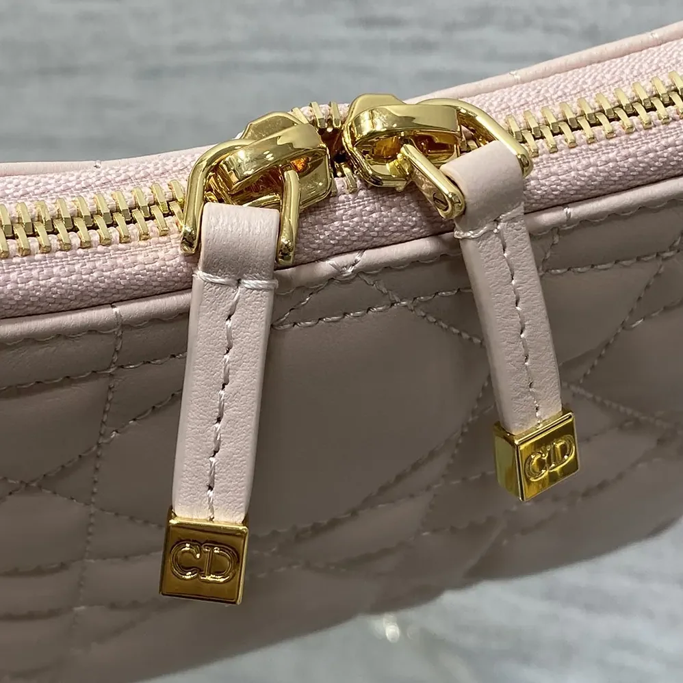 Dior Miss Caro Diorling Mini Bag with Chain Powder Pink Macrocannage Lambskin for Women