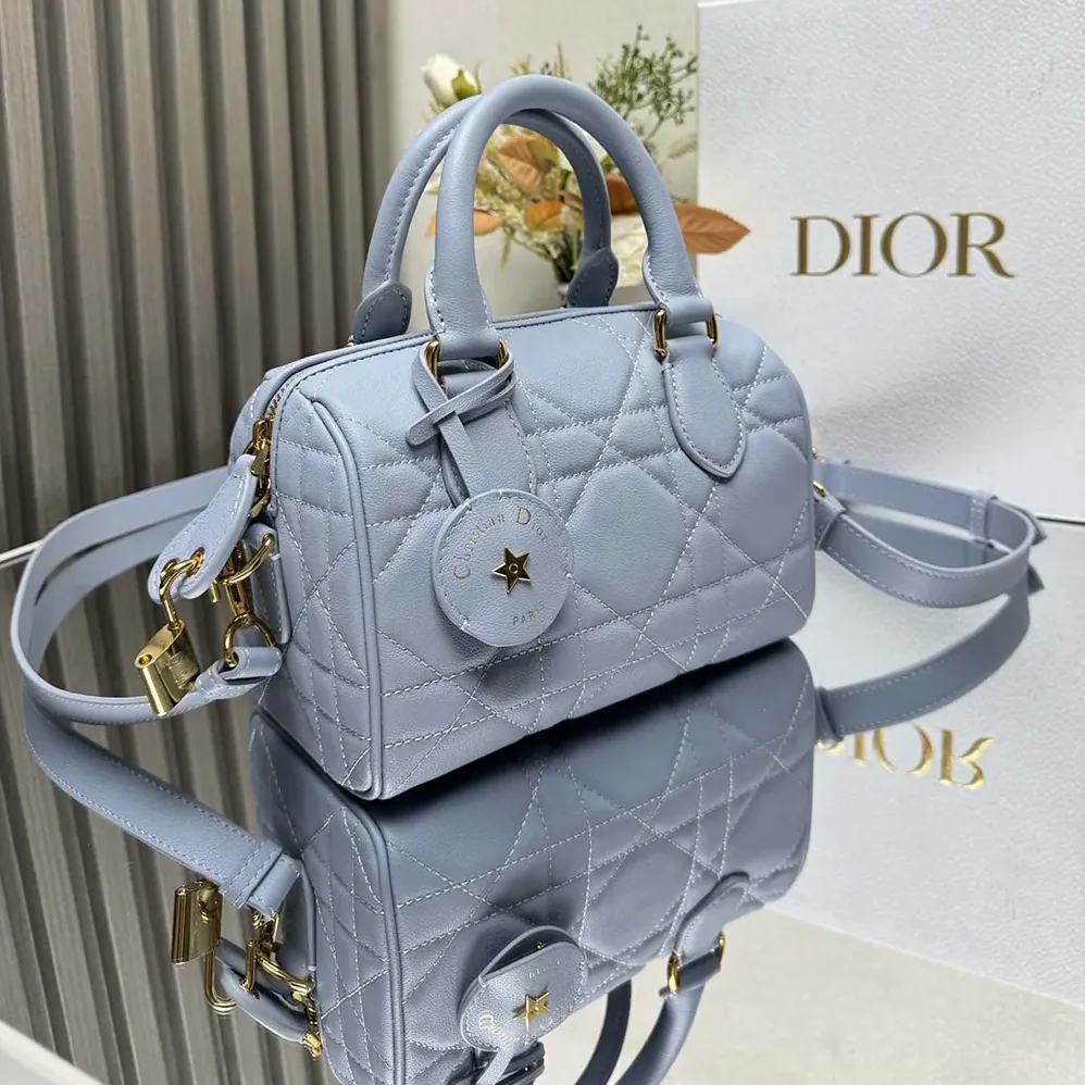 Dior Dior Groove 20 Bag Pale Blue Macrocannage Calfskin for Women
