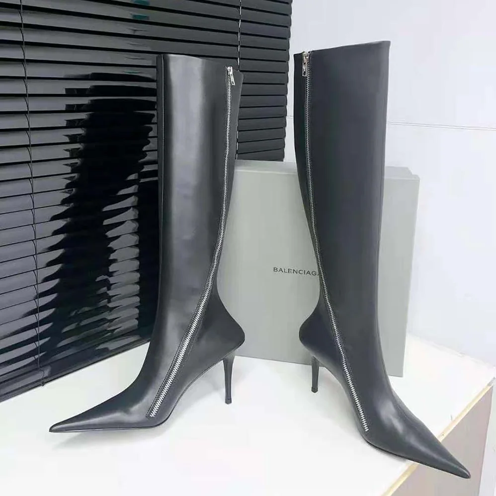 Balenciaga Witch 110mm Boot in Black Shiny Soft Sheepskin for Women
