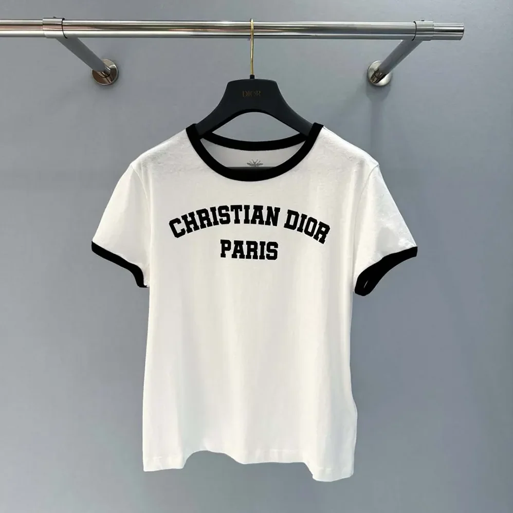 Dior T-Shirt White and Black Cotton and Linen Jersey for Men Dior T-Shirt White and Black Cotton and Linen Jersey for Men