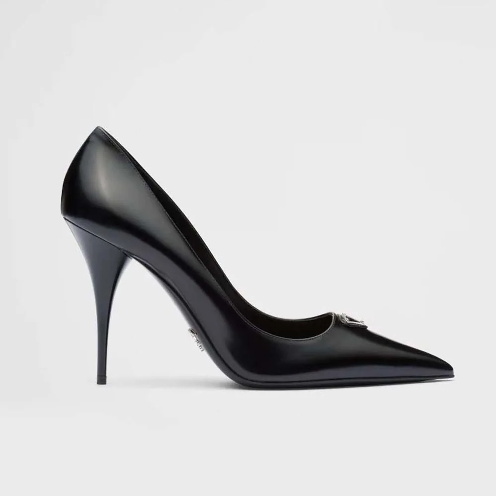 Prada Brushed Leather Pumps for Women in Black