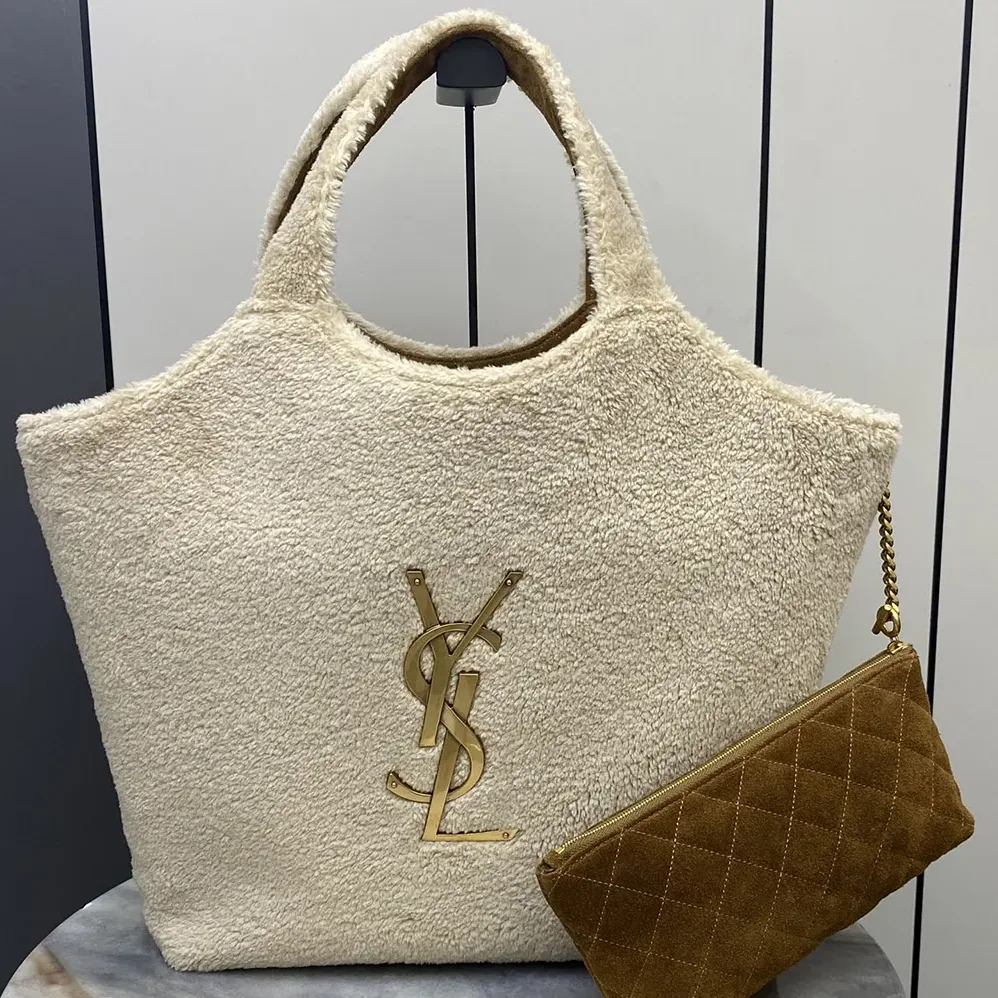 Saint Laurent YSL Icare In Shearling for Women in White
