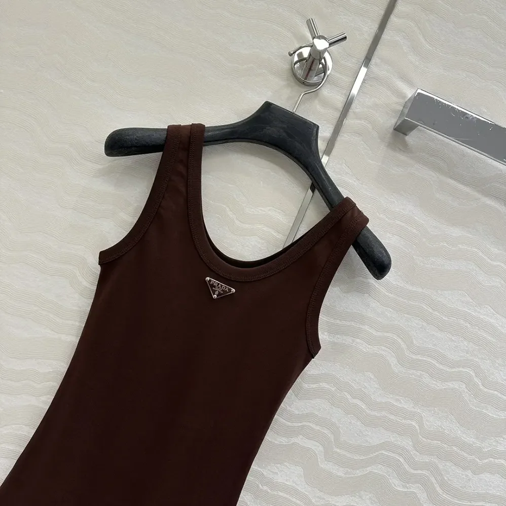 Prada Ribbed Knit Top for Men in Cocoa Brown