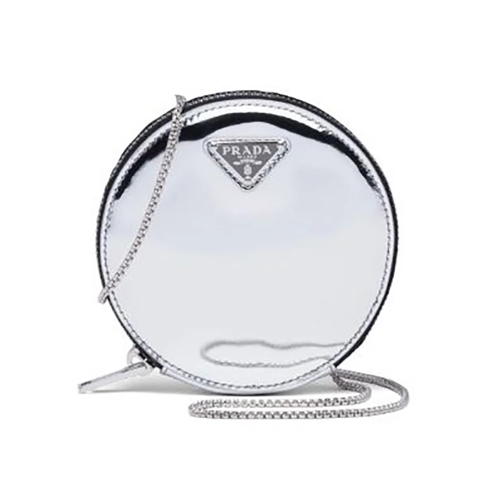 Prada Brushed Leather Mini-Pouch for Women in Silver Prada Brushed Leather Mini-Pouch for Women in Silver