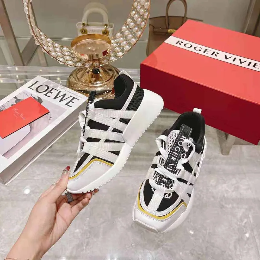 Roger Vivier Viv Go Lace Up Sneakers in Technical Fabrics for Women in Black