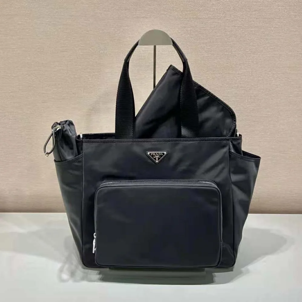 Prada Re-Nylon Baby Bag with Triangle Logo for Unisex in Black Prada Re-Nylon Baby Bag with Triangle Logo for Unisex in Black