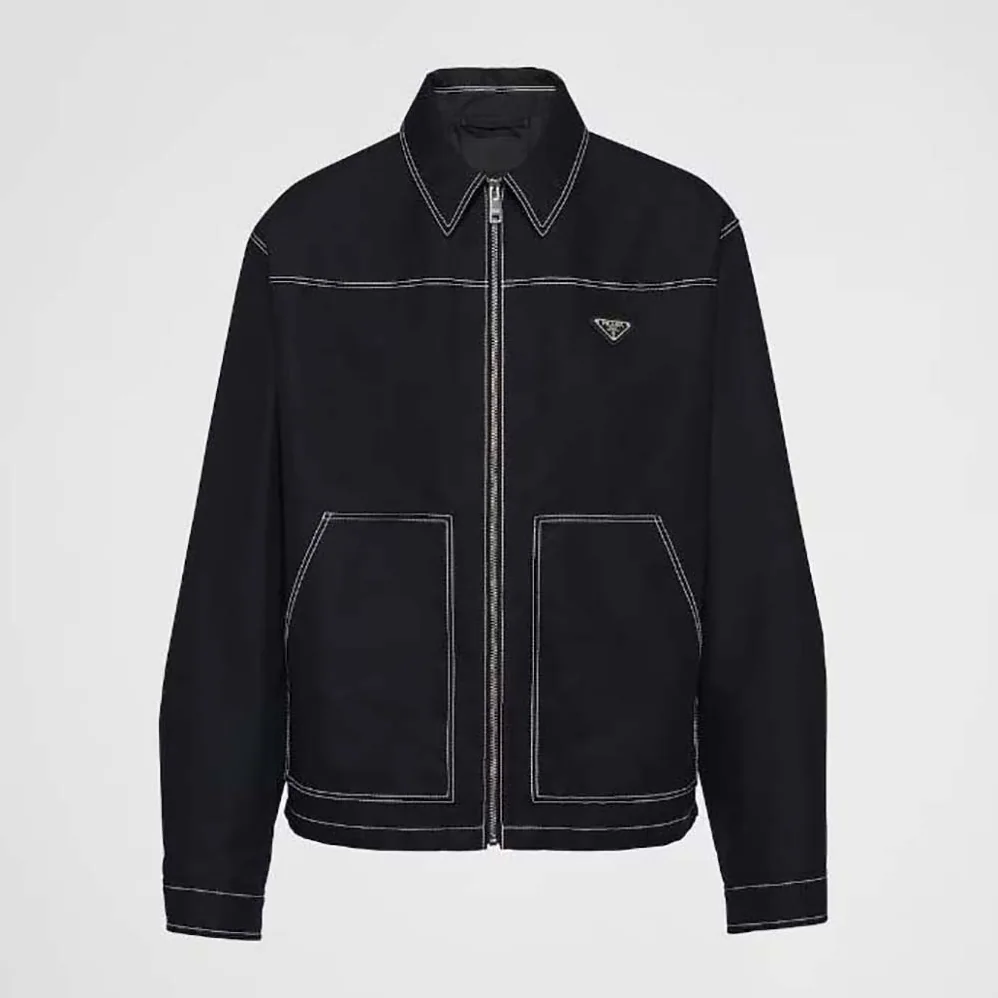 Prada Technical Fabric Blouson Jacket for Women in Black Prada Technical Fabric Blouson Jacket for Women in Black